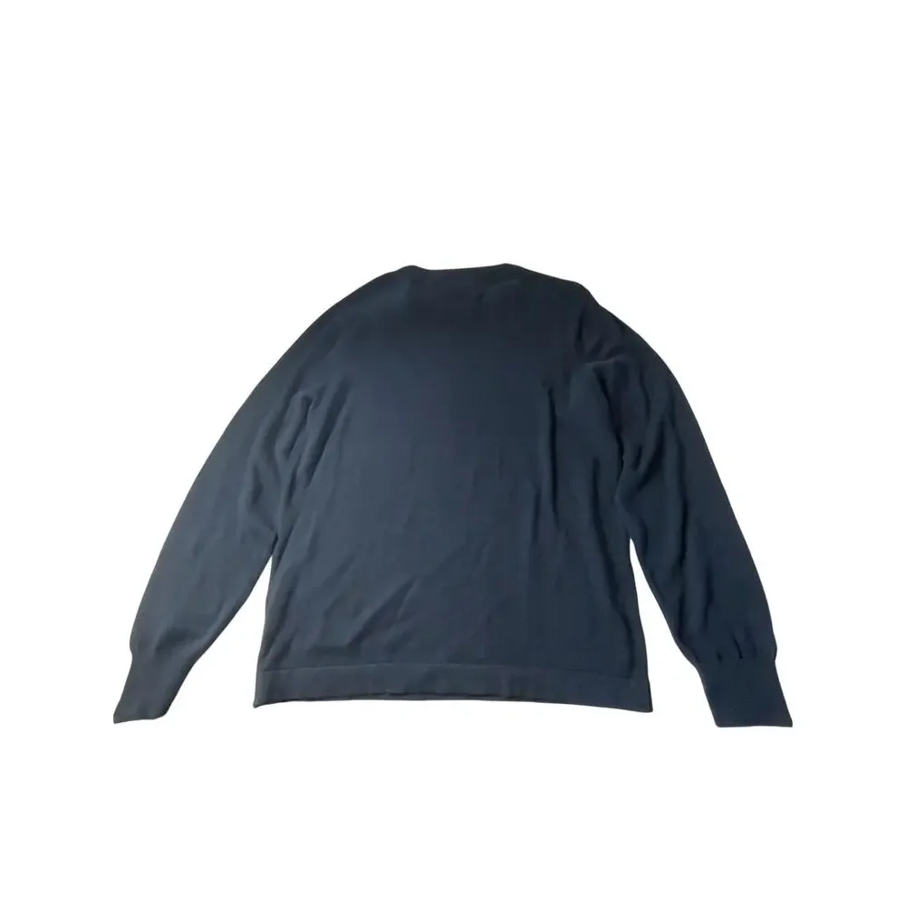 J. Crew Cotton Crewneck Knit Sweater Navy Blue Men's Medium Preppy Ski Layers